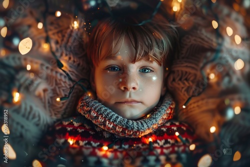 Child in Christmas Sweater Portrait