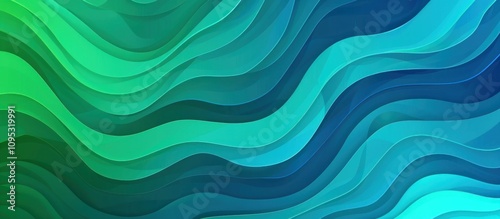 Abstract Wavy Background in Blue and Green