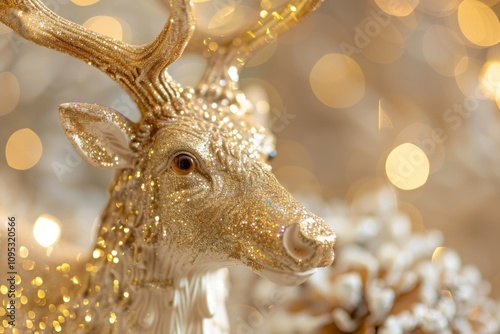 Sparkly Gold Glitter Reindeer Figurine