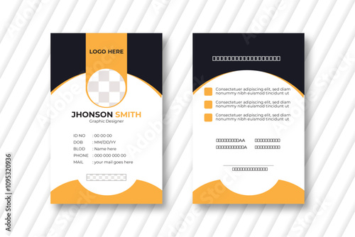 Id Card Layout with Blue Accents  Modern Identity Card With Gradient Blue Navy Abstract Liquid professional corporate id card template, clean id card design with realistic mockup