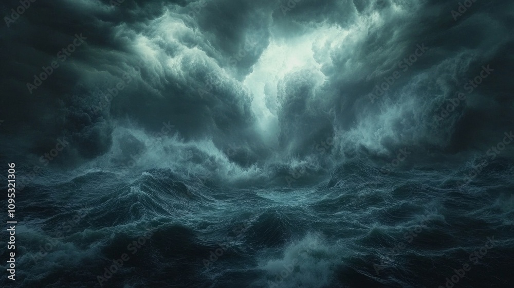 Dark Stormy Ocean Waves Under a Tempestuous Sky Dark Stormy Ocean Waves Under a Tempestuous Sky