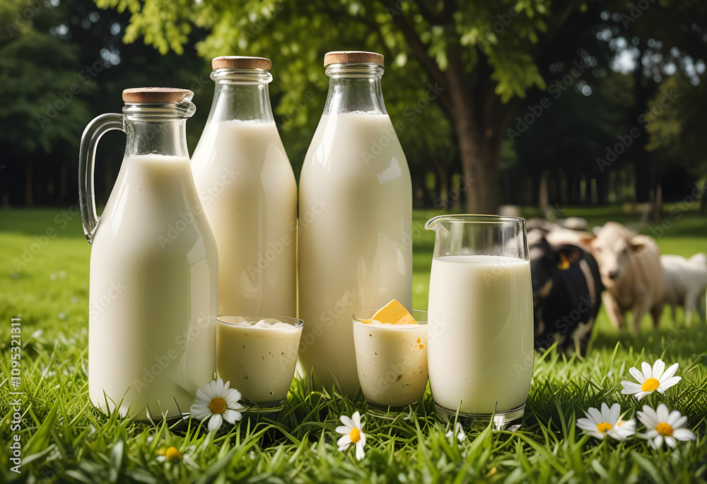 jug of milk on grass jug of milk on grass