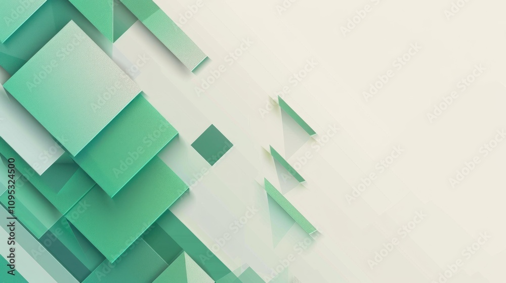 Fototapeta premium Abstract Geometric Design with Green and White Squares