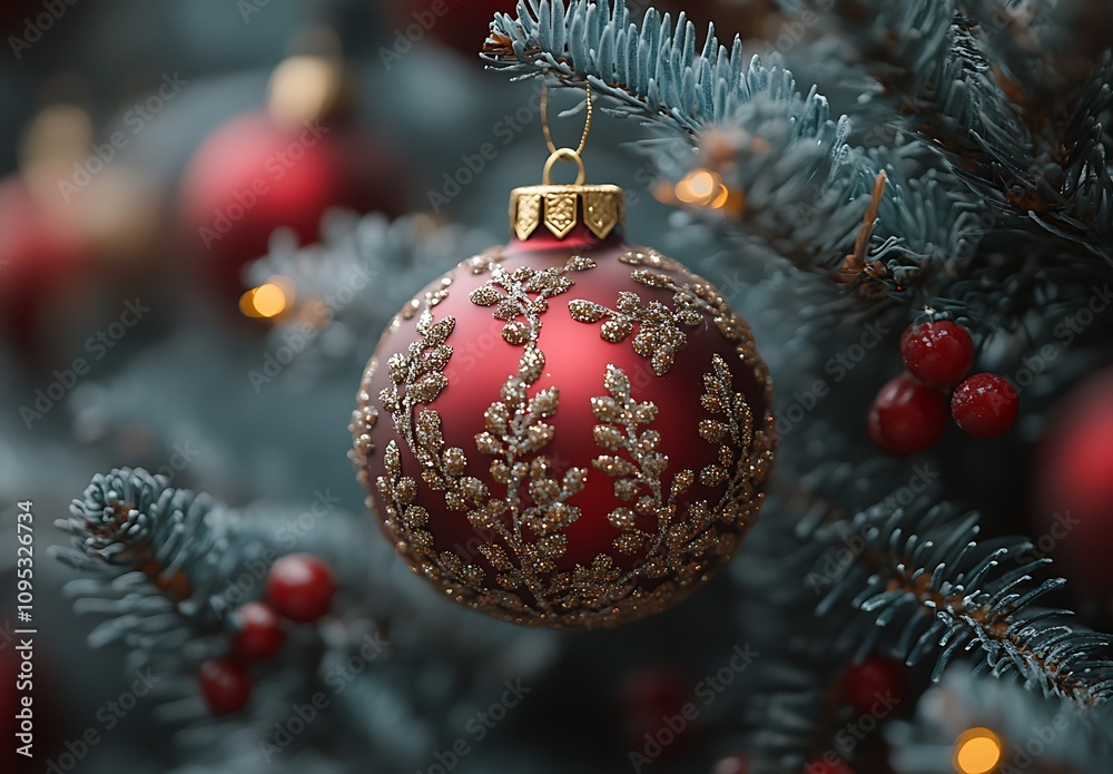 Shiny Red Christmas Ball Ornament Shiny Red Christmas Ball Ornament
