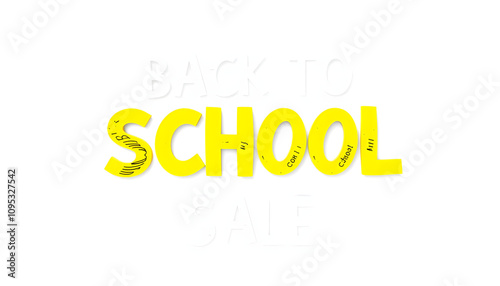 Composite image of back to school sale message isolated highlighted by white, png photo