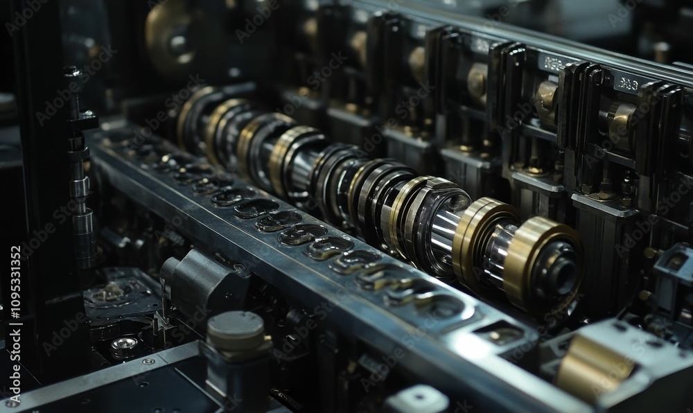 Naklejka premium Complex machinery's intricate, metallic gears.