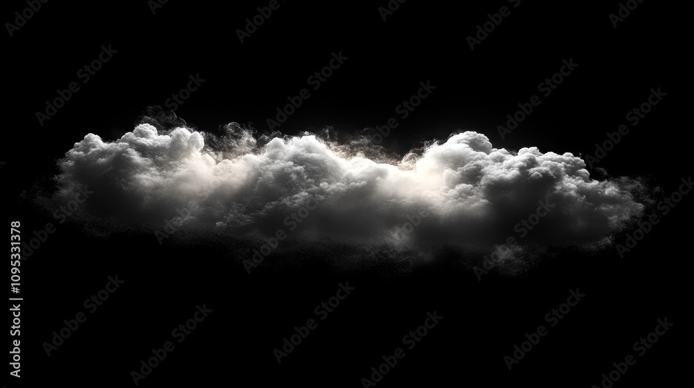 Sunlit cumulus cloud isolated on black. Sunlit cumulus cloud isolated on black.