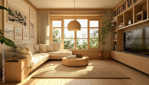 Scandinavian home interior design of modern living room