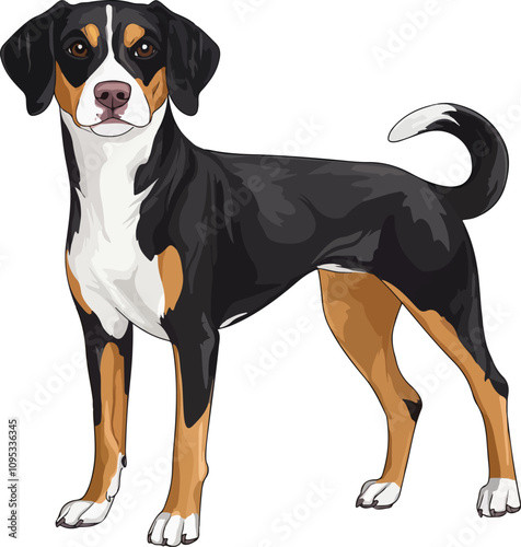 Entlebucher Mountain Dog Vector Illustration Transparent Background