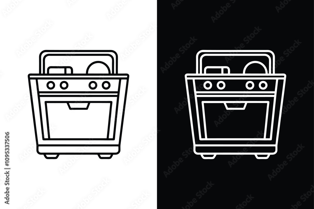Dishwasher glyph icon vector on White Background ,Vector Art Illustration on white background. Dishwasher glyph icon vector on White Background ,Vector Art Illustration on white background.
