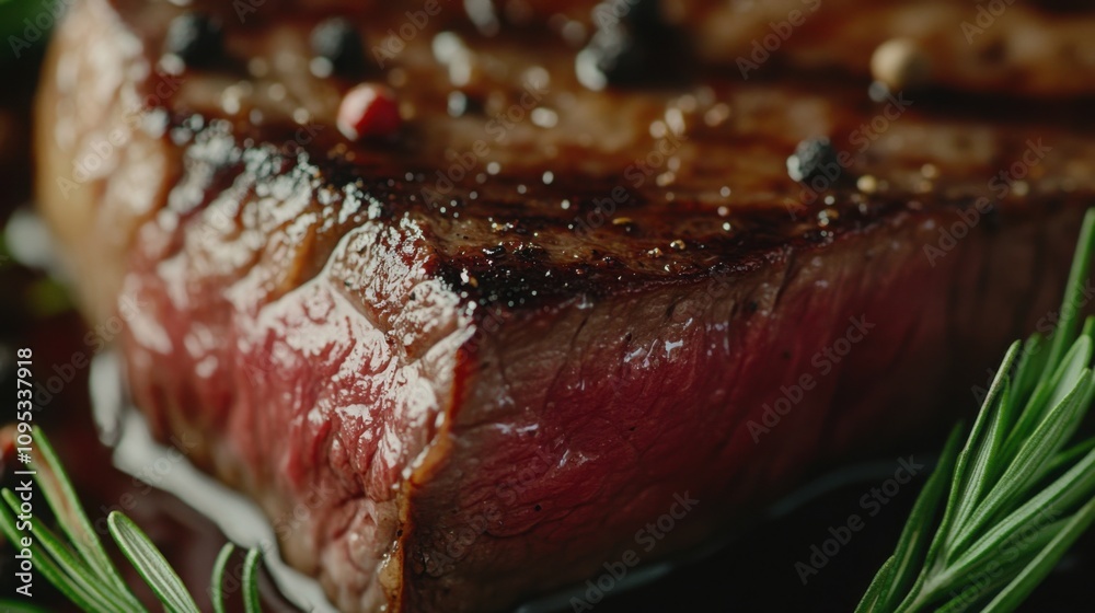 medium-rare steak with rich red center, crispy golden crust, and visible juices medium-rare steak with rich red center, crispy golden crust, and visible juices