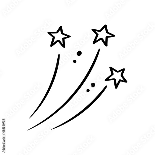 Hand drawn firework and stars. Doodle vector design element.