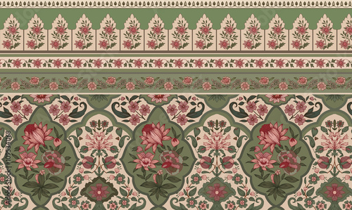 Mughal Art Ethnic Vector Border design