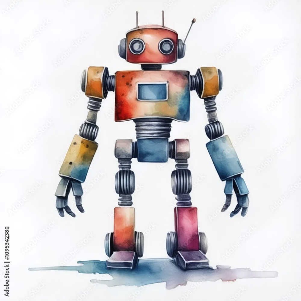 Robot Illustration Isolated on White Background Robot Illustration Isolated on White Background