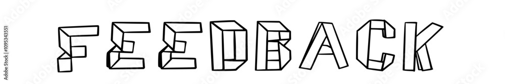 feedback in doodle origami style on transparency background