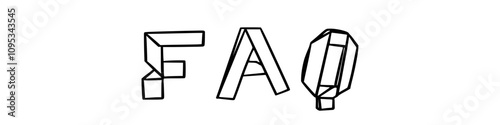 FAQ in doodle origami style on transparency background