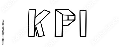 KPI in doodle origami style on transparency background