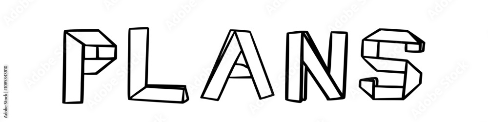 PlaNs in doodle origami style on transparency background PlaNs in doodle origami style on transparency background