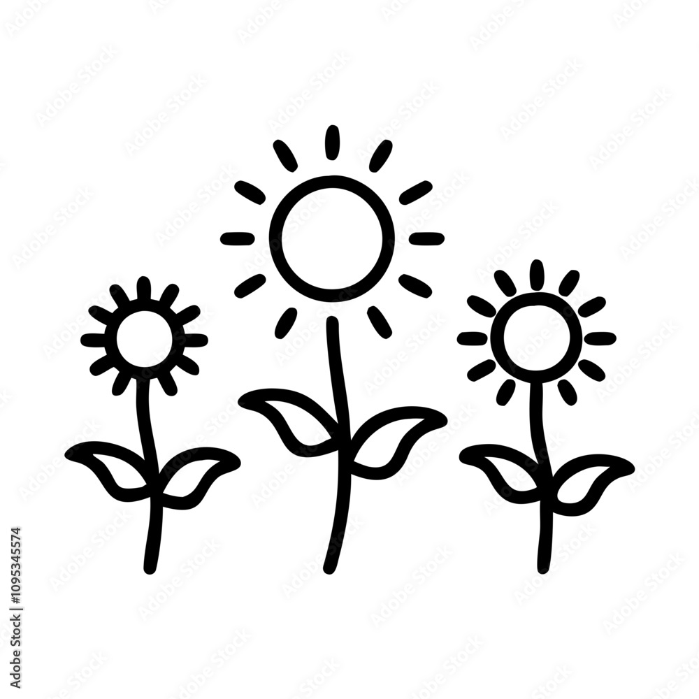 Transparent PNG available
Three Sunflowers in the Sun Vector Illustration for Kids Coloring Book Transparent PNG available
Three Sunflowers in the Sun Vector Illustration for Kids Coloring Book
