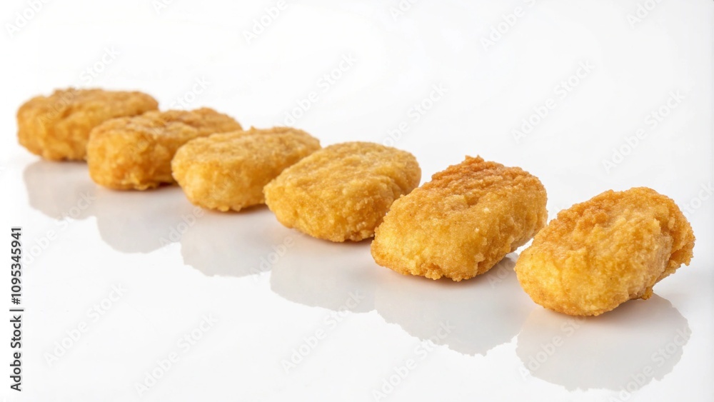Fried chicken nuggets isolated on white background