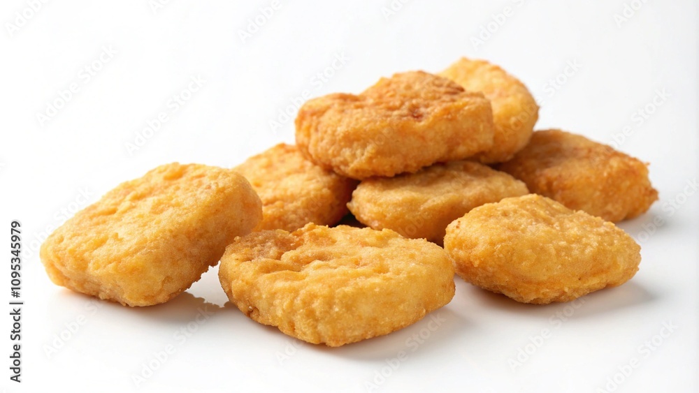 Deep fried chicken nuggets isolated on white background Deep fried chicken nuggets isolated on white background