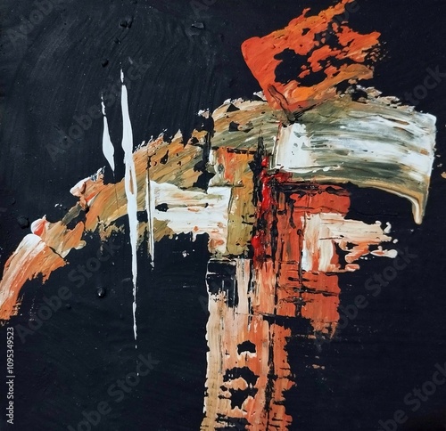 Artistic classic composition expressionism abstract painting warm color texture background