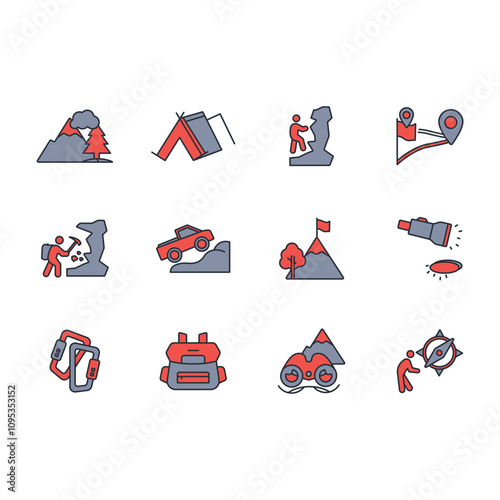 Climbing icon set.vector.Editable stroke.linear style sign for use web design,logo.Symbol illustration.