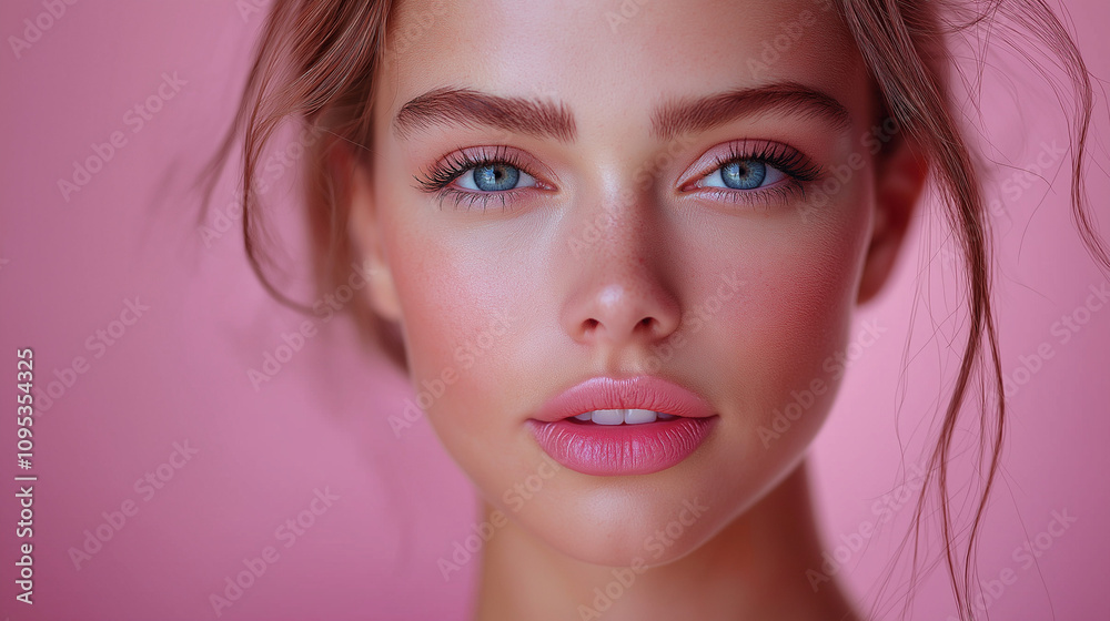 Beauty portrait of a girl with natural makeup Beauty portrait of a girl with natural makeup