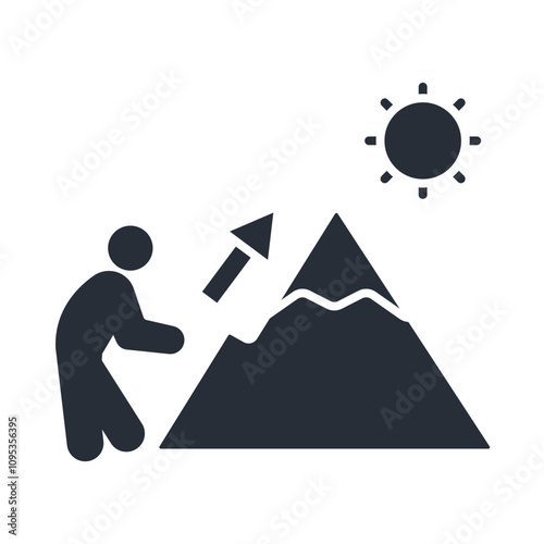 mountains climbing icon. vector.Editable stroke.linear style sign for use web design,logo.Symbol illustration.