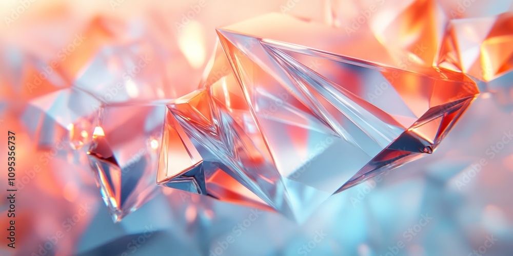 Abstract Crystal Structures in Vivid Orange and Blue Hues Abstract Crystal Structures in Vivid Orange and Blue Hues