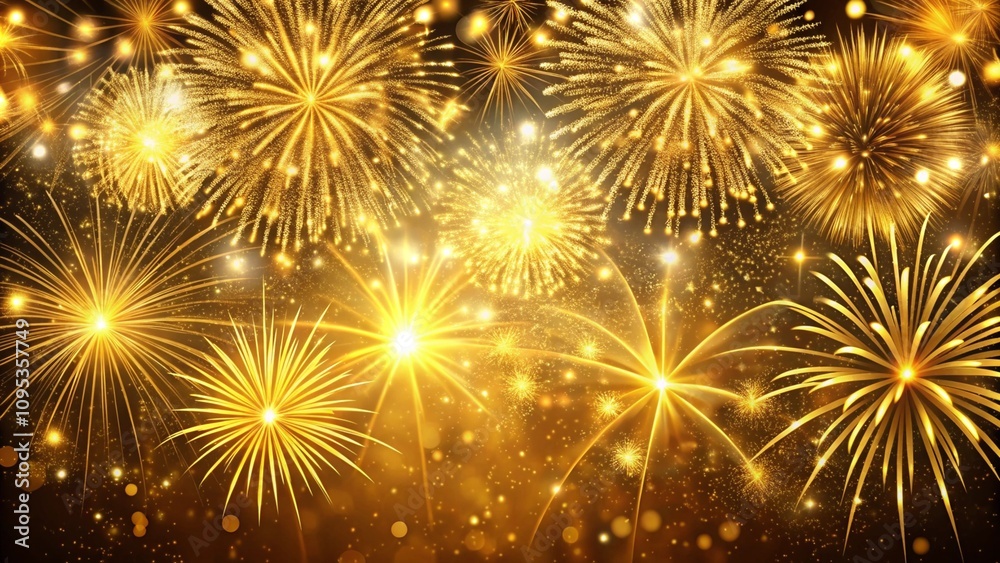 Golden Fireworks background. generative ai
