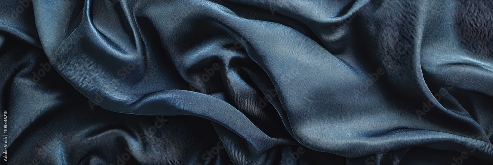 Obraz premium 光沢のある紺色の絹生地が重なり合う美しいテクスチャー