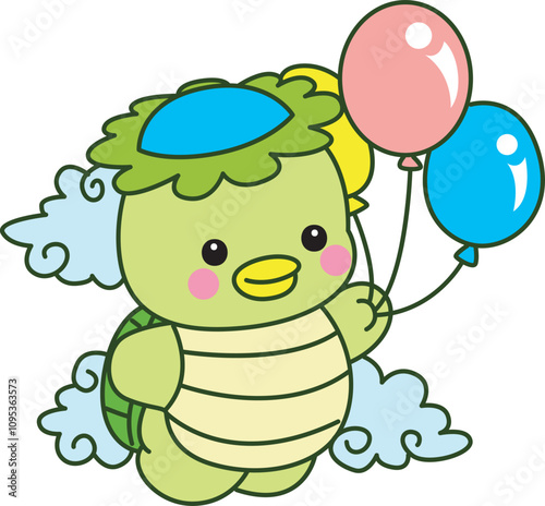 Kawaii japanese mythology Kappa sticker cute.
Cute kappa mascot ghost japanese.
 