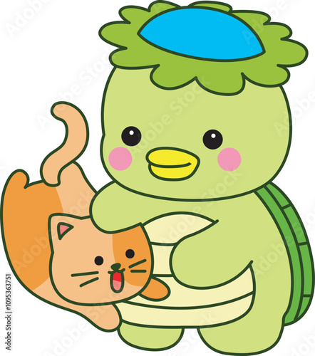 Kawaii japanese mythology Kappa sticker cute.
Cute kappa mascot ghost japanese.
 