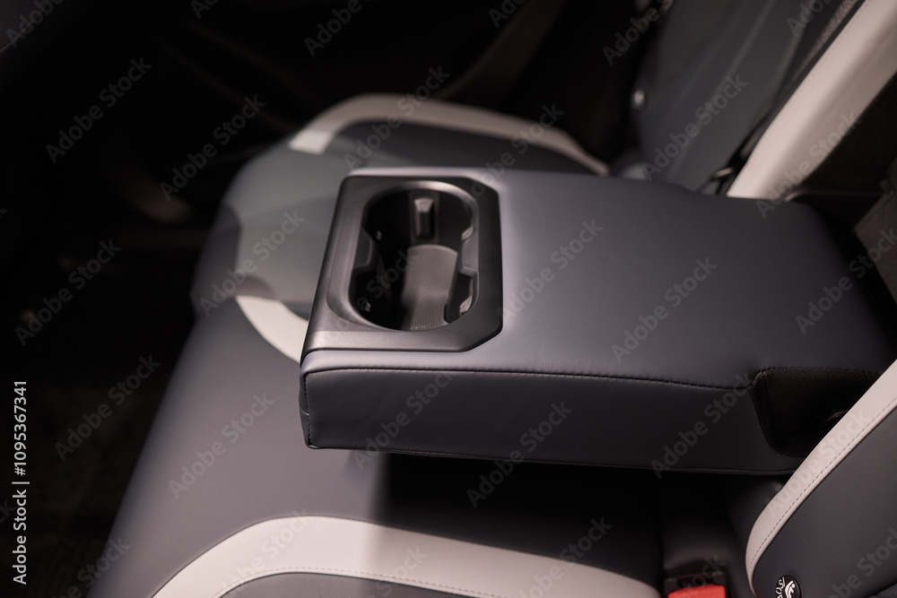 Vehicle armrest with cup holder, beige design, for luxury cars Vehicle armrest with cup holder, beige design, for luxury cars
