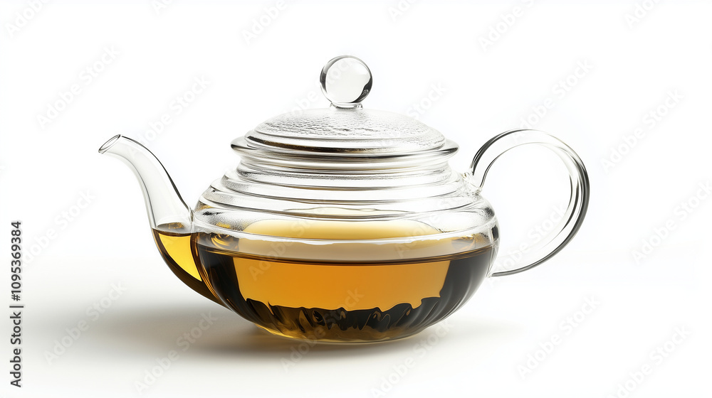 A glass teapot filled with green tea, set against Isolated on Transparent PNG Background. Generative AI A glass teapot filled with green tea, set against Isolated on Transparent PNG Background. Generative AI