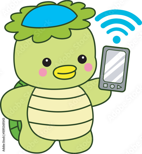 Kawaii japanese mythology Kappa sticker cute.
Cute kappa mascot ghost japanese.
 
