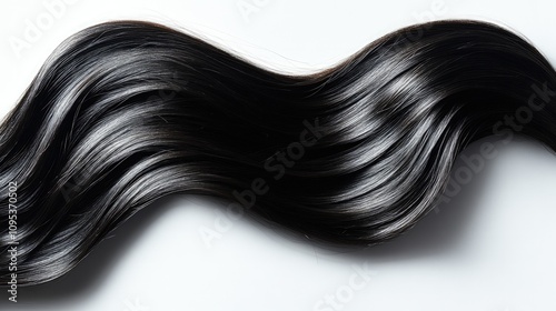 Rich, shiny strands of black hair flow gracefully, showcasing a sleek and polished appearance