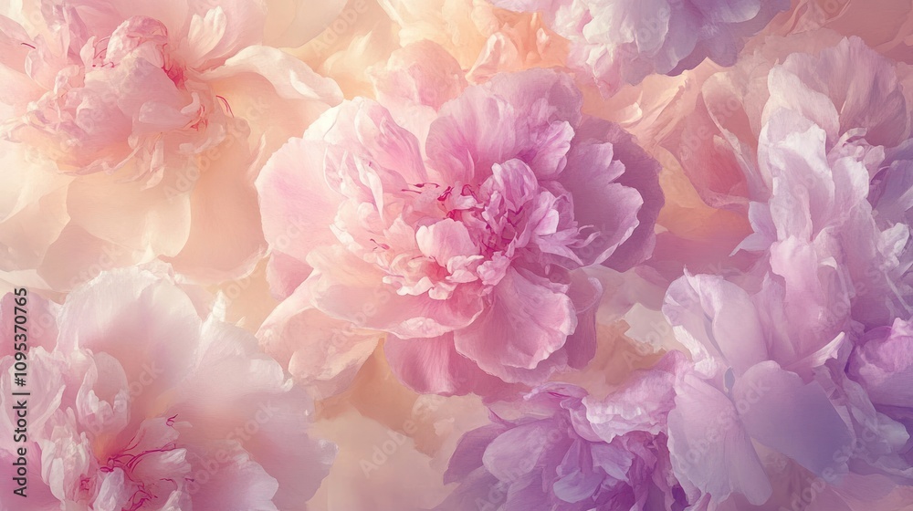 Delicate Pastel Pink Peonies Blooming Softly Delicate Pastel Pink Peonies Blooming Softly
