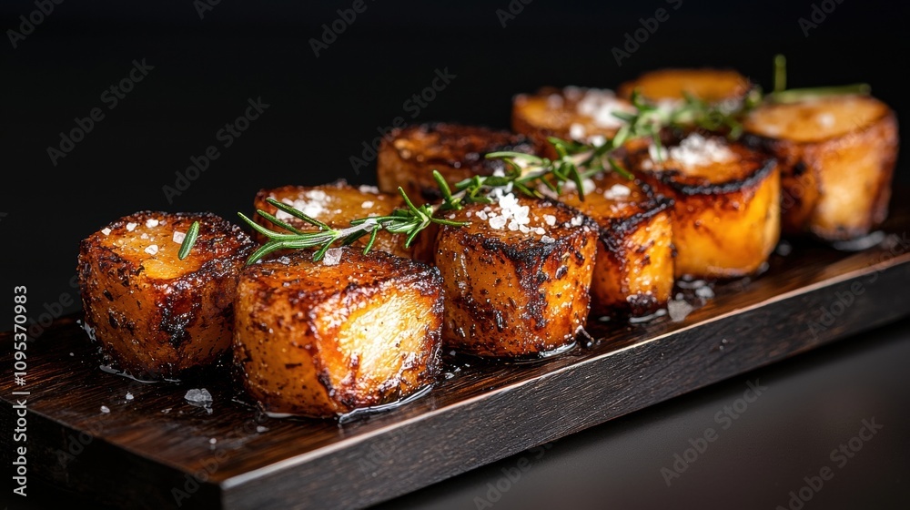 A plate of food with a wooden board underneath it A plate of food with a wooden board underneath it