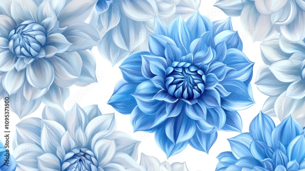 Elegant Blue and White Dahlia Floral Pattern Elegant Blue and White Dahlia Floral Pattern