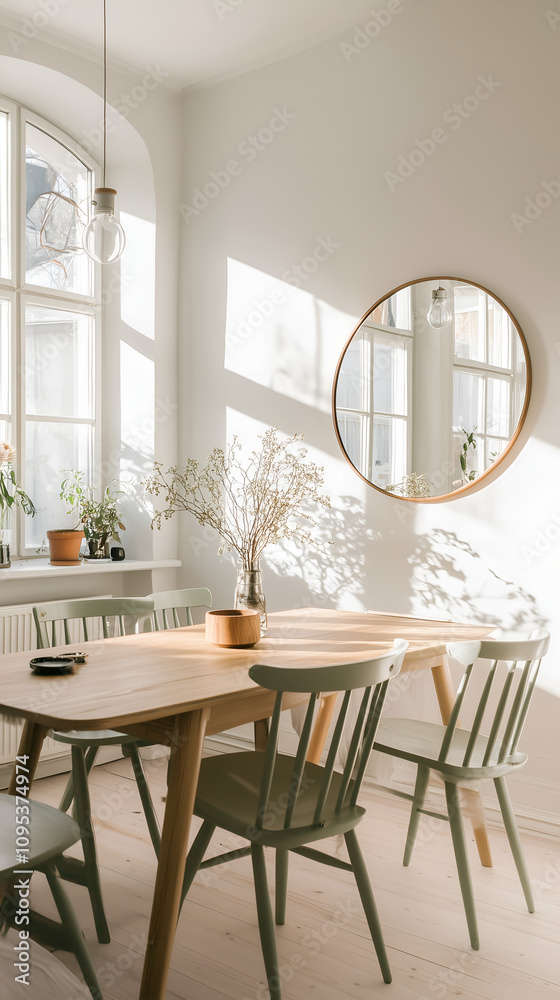 Light Green Chairs in Scandinavian Living Room with Wooden Details and Minimalist Style Light Green Chairs in Scandinavian Living Room with Wooden Details and Minimalist Style