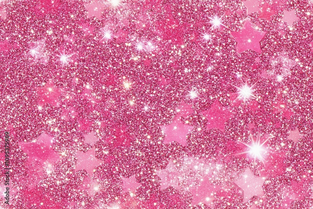 Pink Glitter Christmas Background with Stars Pink Glitter Christmas Background with Stars