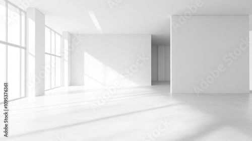 Minimalist White Room Sunlight Interior Design