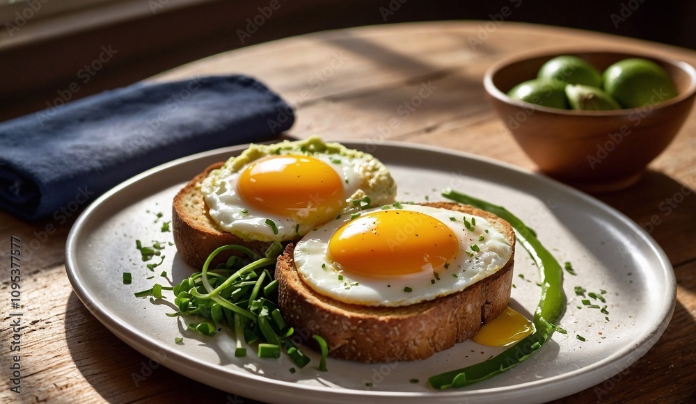 Avocado toast with poached egg. Healthy breakfast. Avocado toast with poached egg. Healthy breakfast.