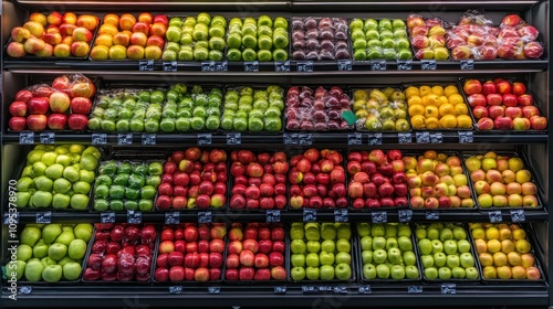 Wallpaper Mural A Colorful Showcase of Fresh Apples and Green Apples in a Supermarket Torontodigital.ca