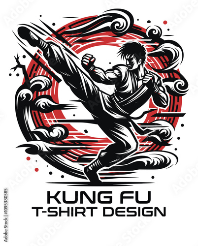 Kung Fu Vector T shirt Design