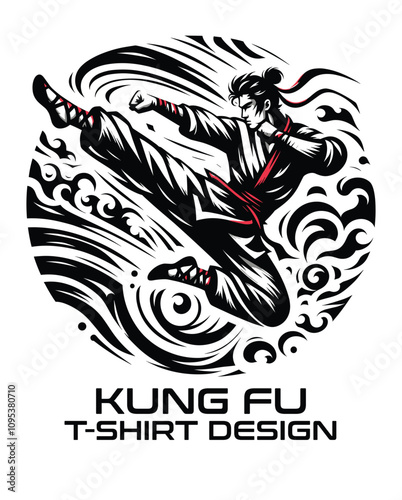Kung Fu Vector T shirt Design