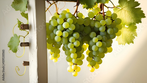 grapes, green grapes, fruit, branches of grapes,  photo