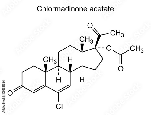 Chemical structure of chlormadinone acetate, drug substance